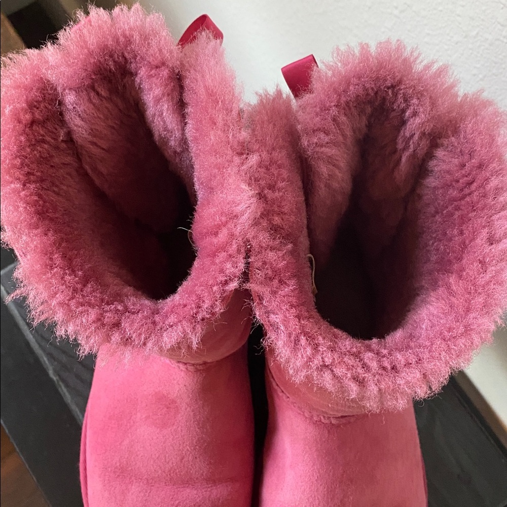 UGG Bailey Bow II Pink Winter Boots Size 7 - Picture 3 of 11